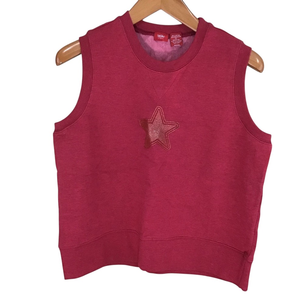 Mossimo Womens Sweatshirt Red Star Logo Sleeveless Pullover‎ XL